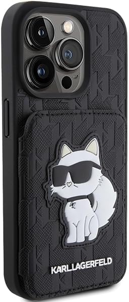 Karl Lagerfeld KLHCP15LSAKCNSCK Hülle für iPhone 15 Pro 6.1" Schwarz hardcase Saffiano Cardslots and