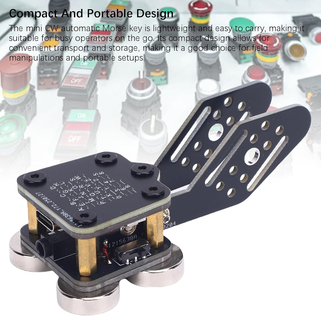 Morse Key with 3.5mm and Type-C Interface, Automatic Trainer PCB, Dual Paddle CW Keyer for CW