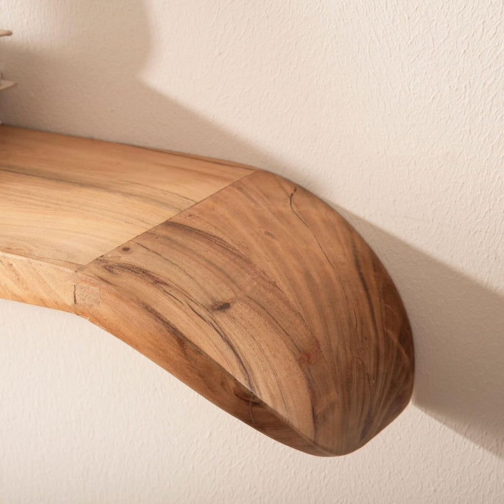 FineBuy Wandregal 80 cm Mango Massivholz, Schweberegal Geschwungen