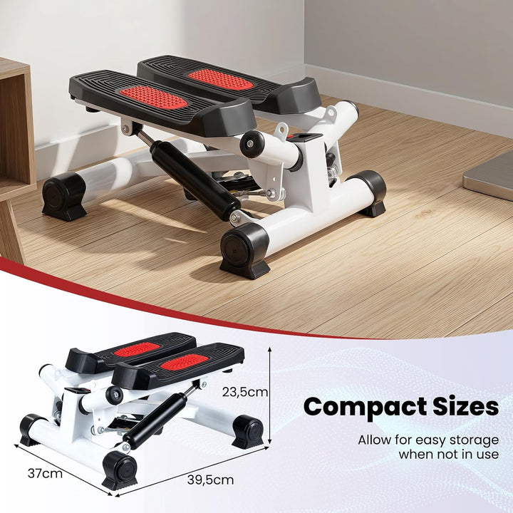 COSTWAY Mini-Stepper mit Power Ropes, Swing Stepper 100 kg belastbar Rot, Rot