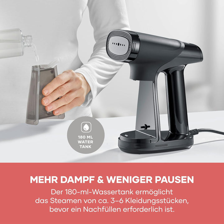 Severin Steamer, Vakuum-Dampfglätter, 180 ml Wassertank, 1550W, schwarz