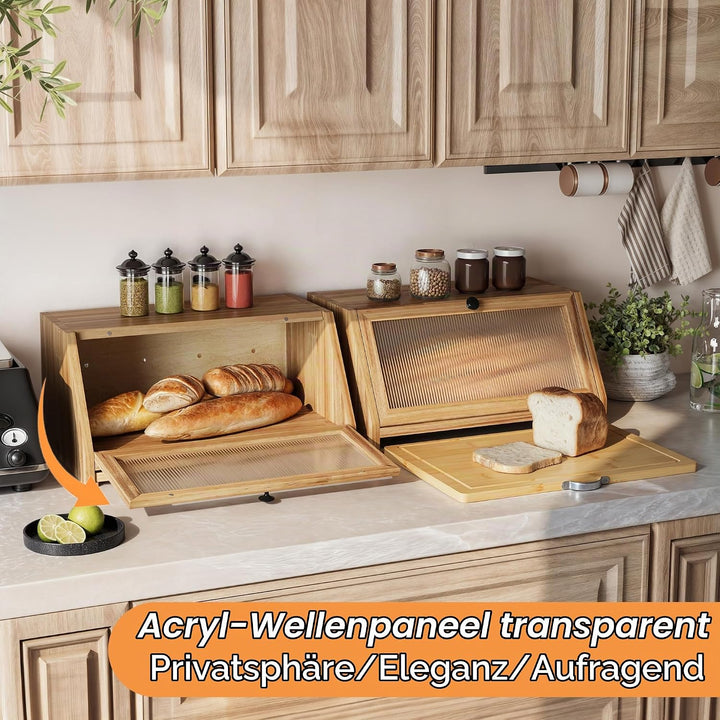 YOUDENOVA Brotkasten mit Schneidebrett, Holz Brotkorb Boxen Aufbewahrung Brotbox, Aufbewahrungsbox f