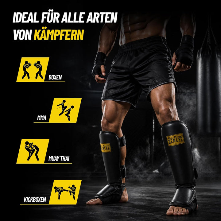 BENLEE Schienbeinschoner aus Kunstleder (1 Paar) Guardian Schwarz L-XL Single, Schwarz L-XL Single