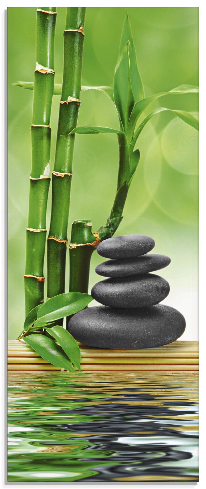 ARTland Glasbilder Wandbild Glas Bild einteilig 50x125 cm Hochformat Asien Wellness Zen Spa Steine B