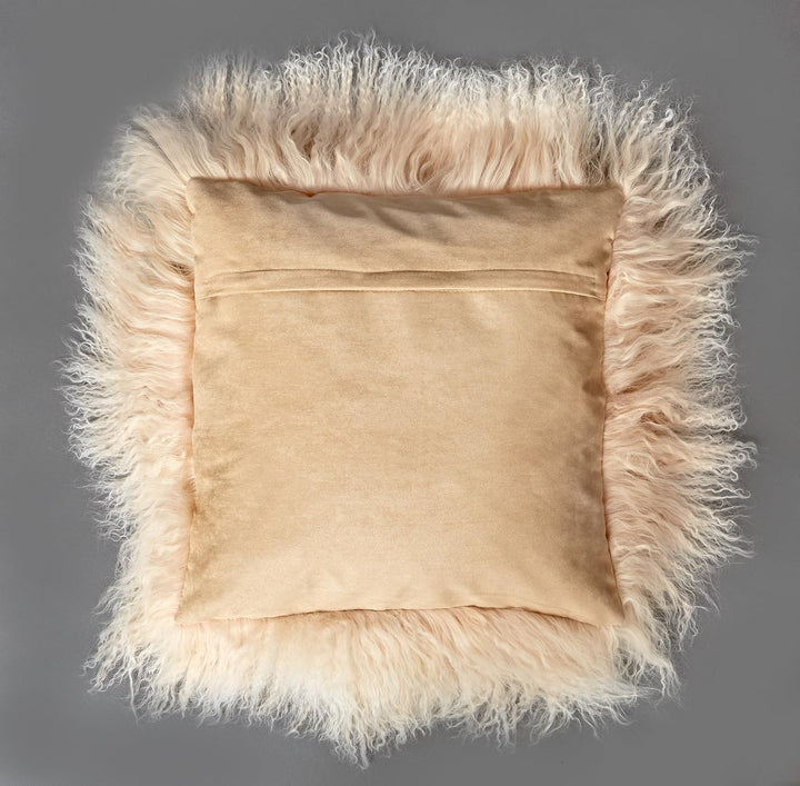 Reissner Lammfelle Tibet Lammfell Kissenbezug langflorig gelockt extraweich Jyb03 Beige / Weiss (Top