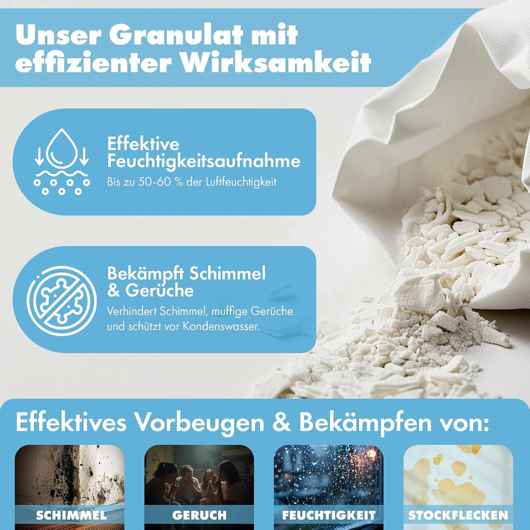 30x 1kg Oceanduft Luftentfeuchter Granulat, Raumluftentfeuchter im Vliesbeutel, Nachfüllpacks für gä