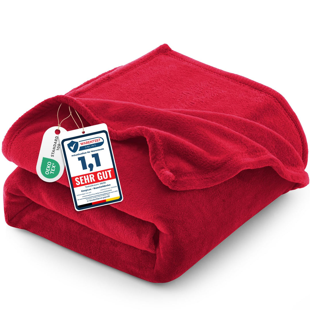 CozyLux Kuscheldecke Flauschig Decke 230x270 cm Rot, 230x270 cm Rot