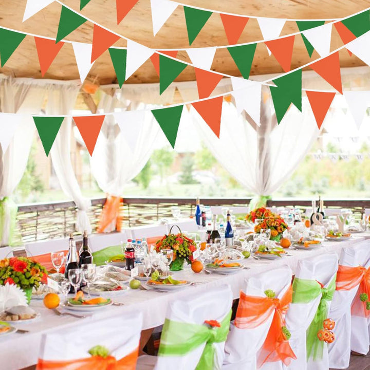 32Ft Grün Orange Weiss Wimpelkette Banner Party Dekoration Stoff Wimpel Dreieck Flagge Girlande für