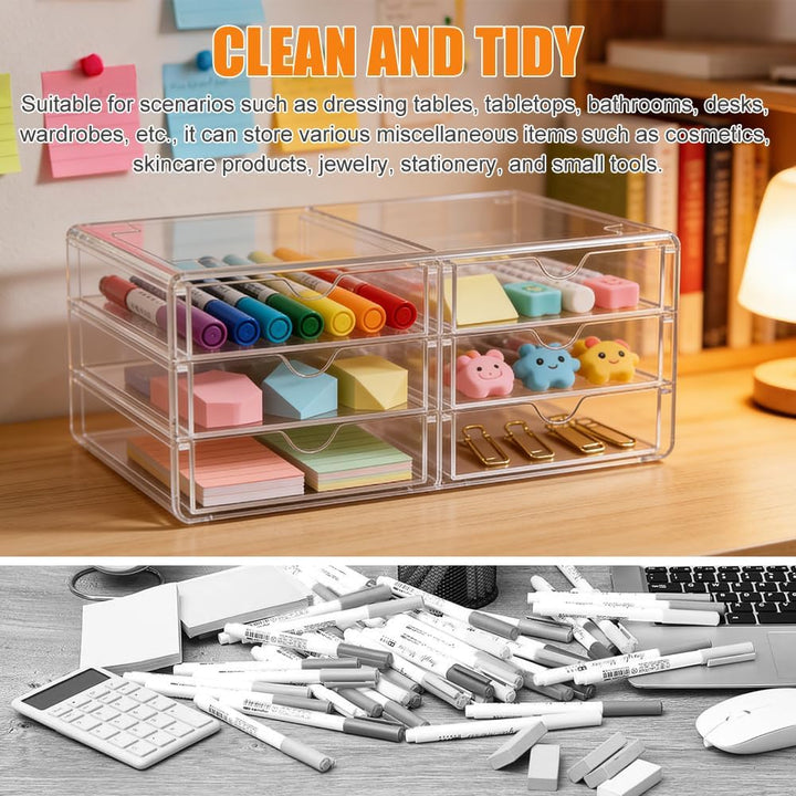 Kosmetik Organizer Acryl mit 6 Schubladen für Schminktisch