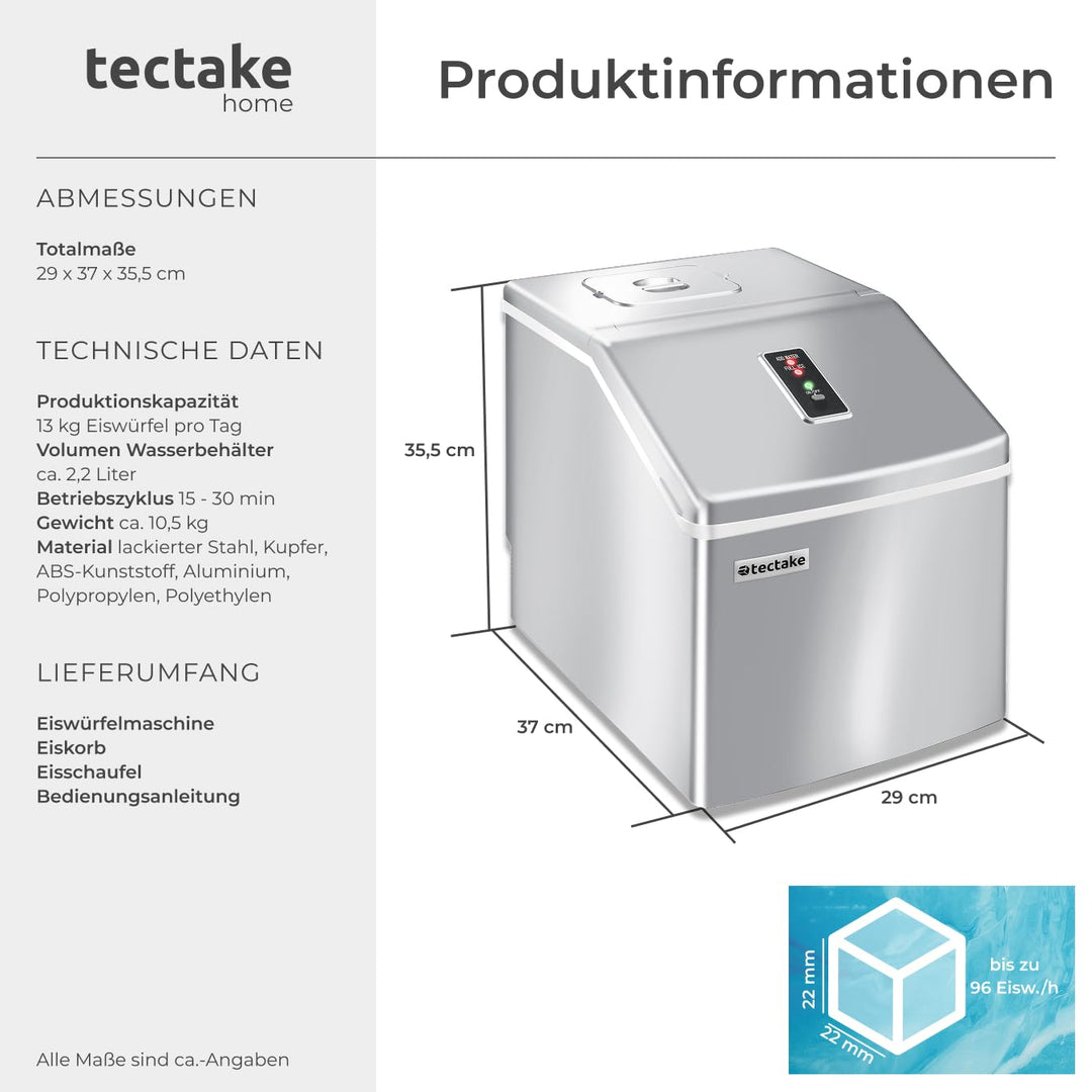 TecTake Profi Eiswürfelmaschine für klare