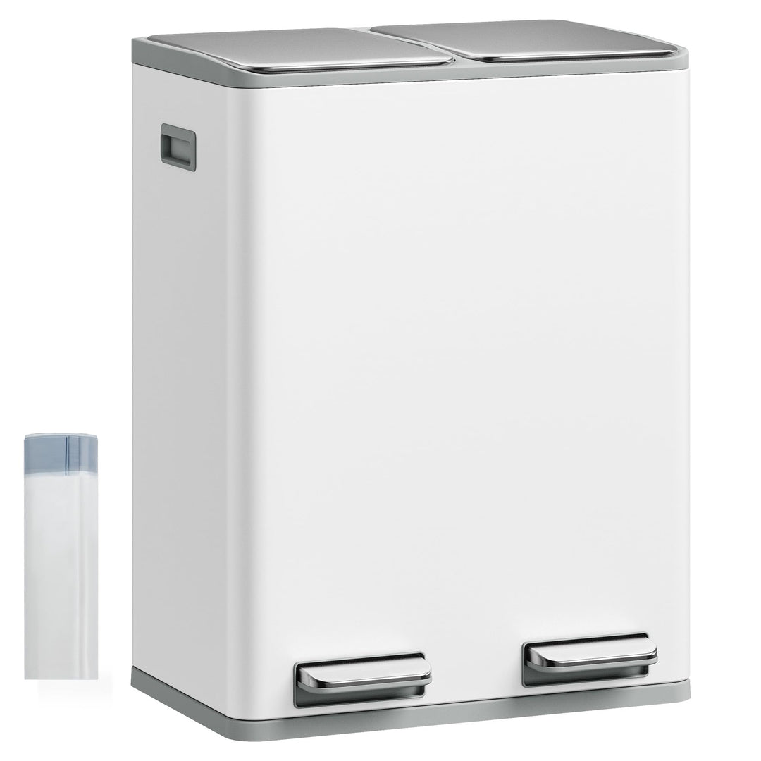 Hzuaneri Mülleimer Küche, Mülltrennsystem 2 Fächer 60 L (2 x 30 L), Edelstahl-küchenmülleimer, Tretm