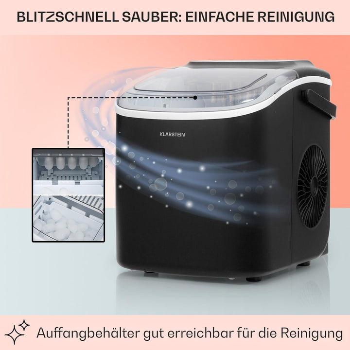 Klarstein Eiswürfelmaschine für Zuhause Camping Gastro, Schnelle Mini-Eiswürfelmaschine Klein, Profi