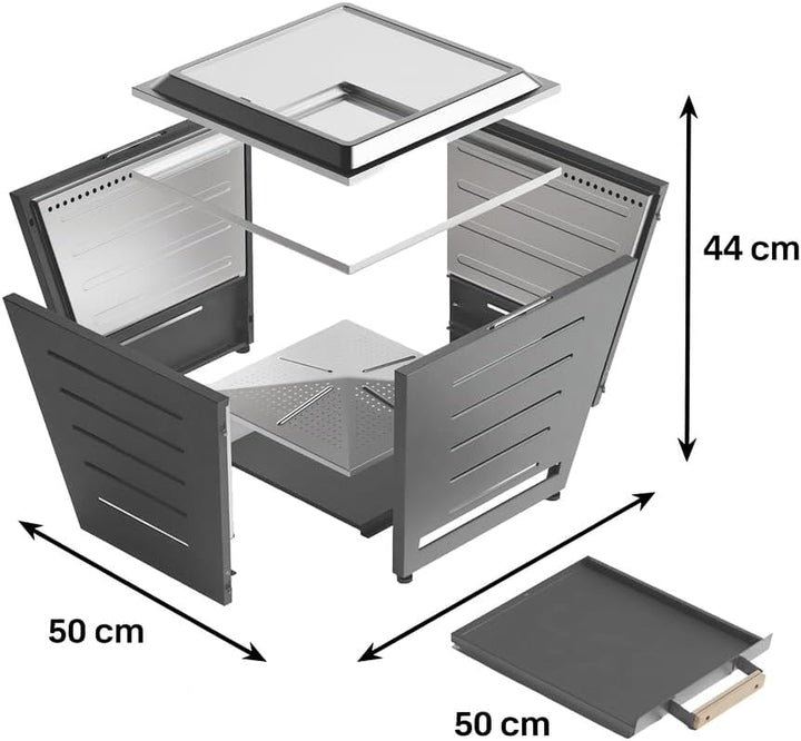 Grill-Welten Raucharme Feuerschale (Firepit) aus Edelstahl – Stainless Steel
