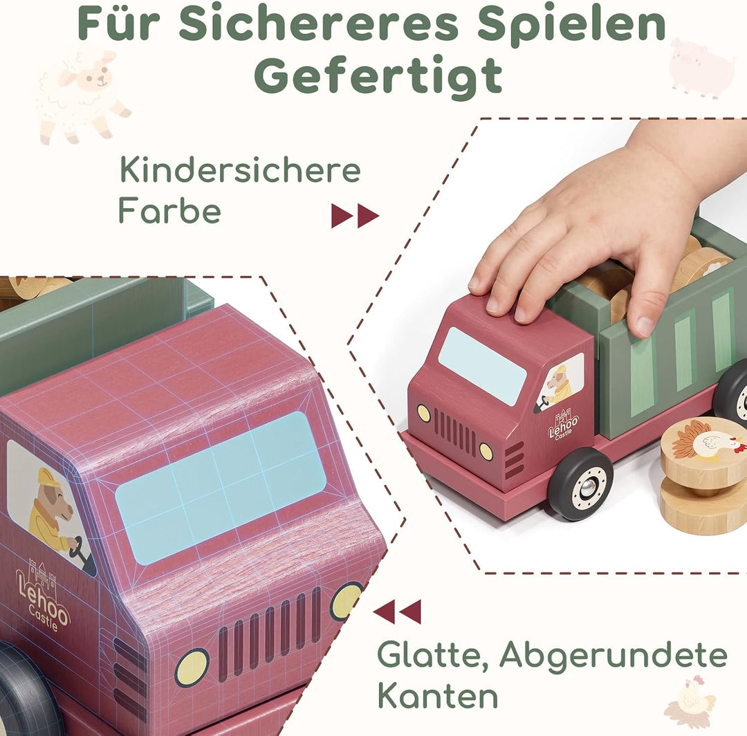 Lehoo Castle Motorikspielzeug ab 1 Jahr, Montessori Kugelbahn Holz