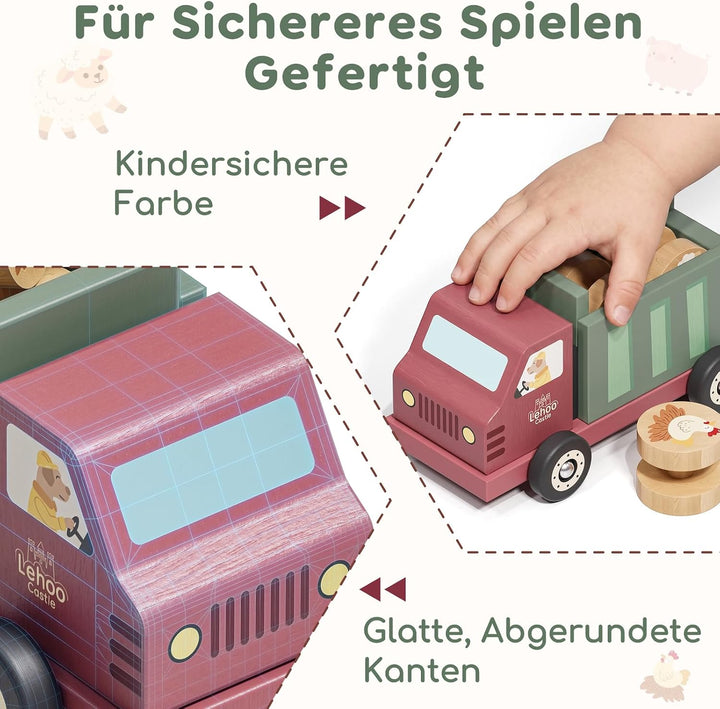 Lehoo Castle Motorikspielzeug ab 1 Jahr, Montessori Kugelbahn Holz