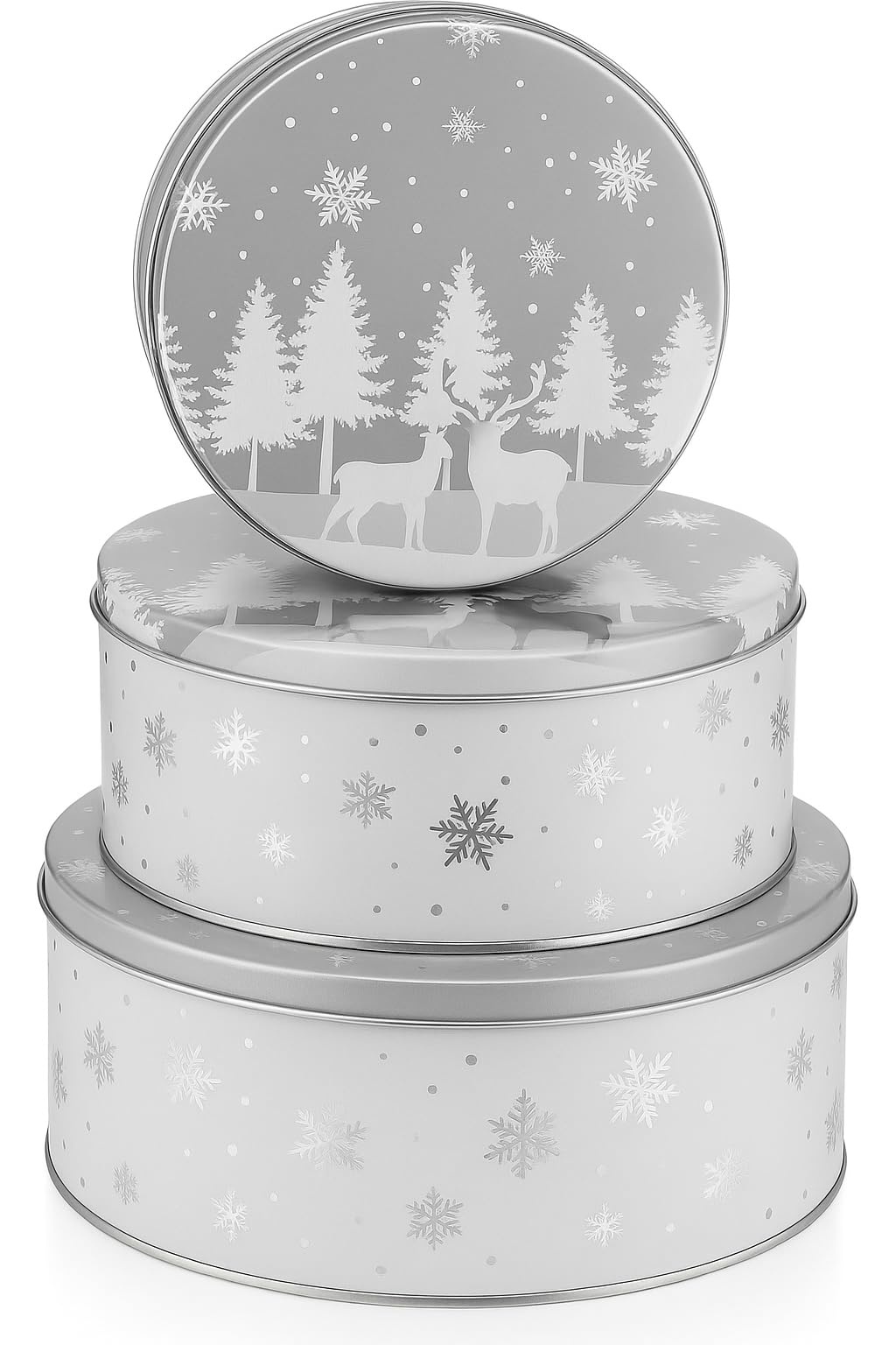 khevga Keksdose Weihnachten Blech Plätzchendose Set (flach, silber), silber