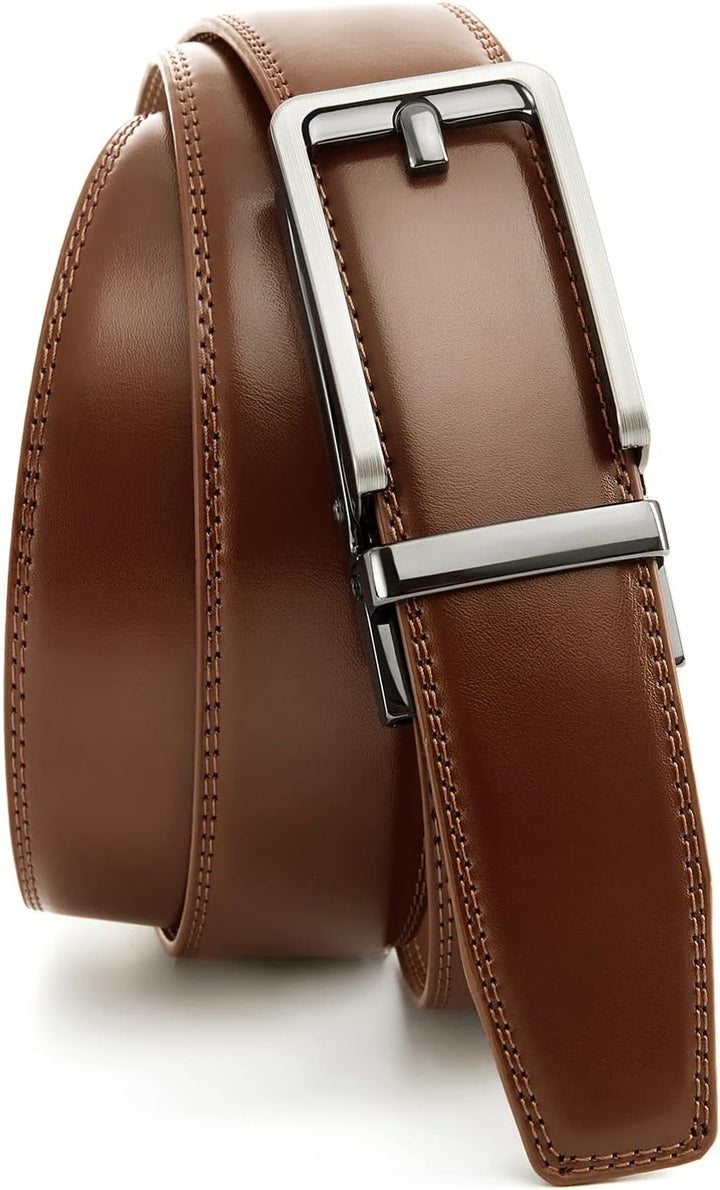 PlusZis 28"-68 "Herren Ledergürtel mit Ratsche, gross und schlank mit automatischer Schnalle 110cm/2