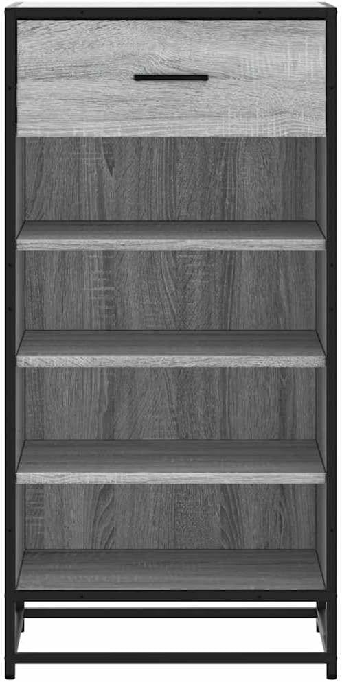 Schuhregal Grau Sonoma 48x38x97,5 cm Holzwerkstoff Metall Rahmen platzsparend Stauraum Organizer für
