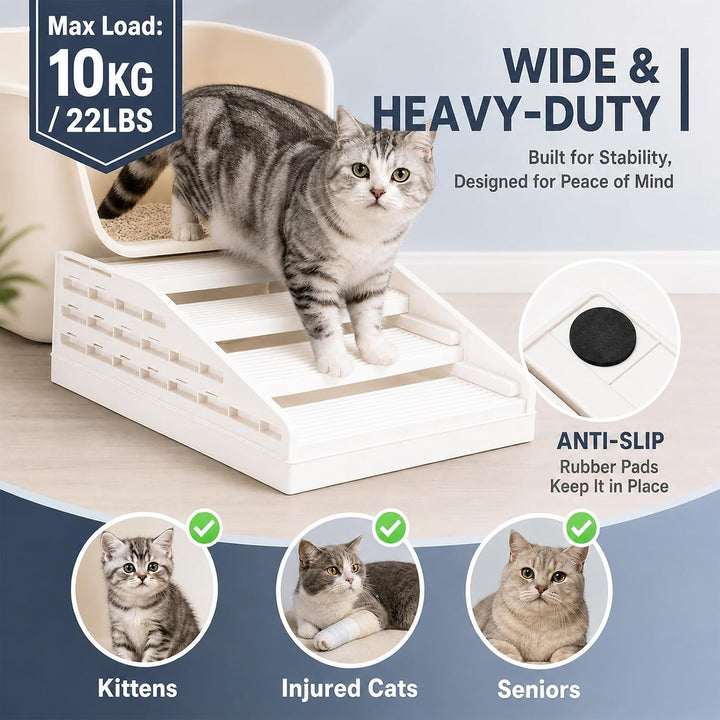 Katzenstreu Rampe - Katzentoilettenstufe - Katzentreppe für Alte Katzen Weiss, Weiss