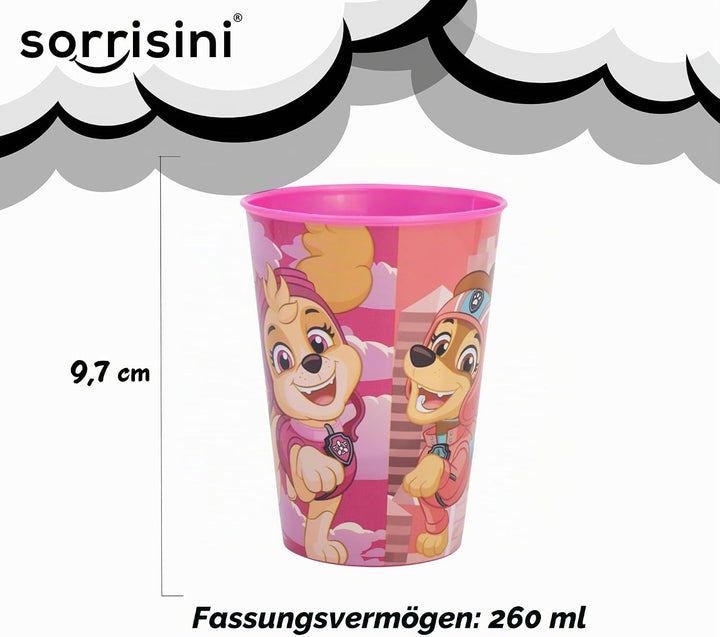 Sorrisini Kindergeschirr set Paw Patrol, Wiederverwendbares Babygeschirr Set, Kinder Essgeschirr, Mi