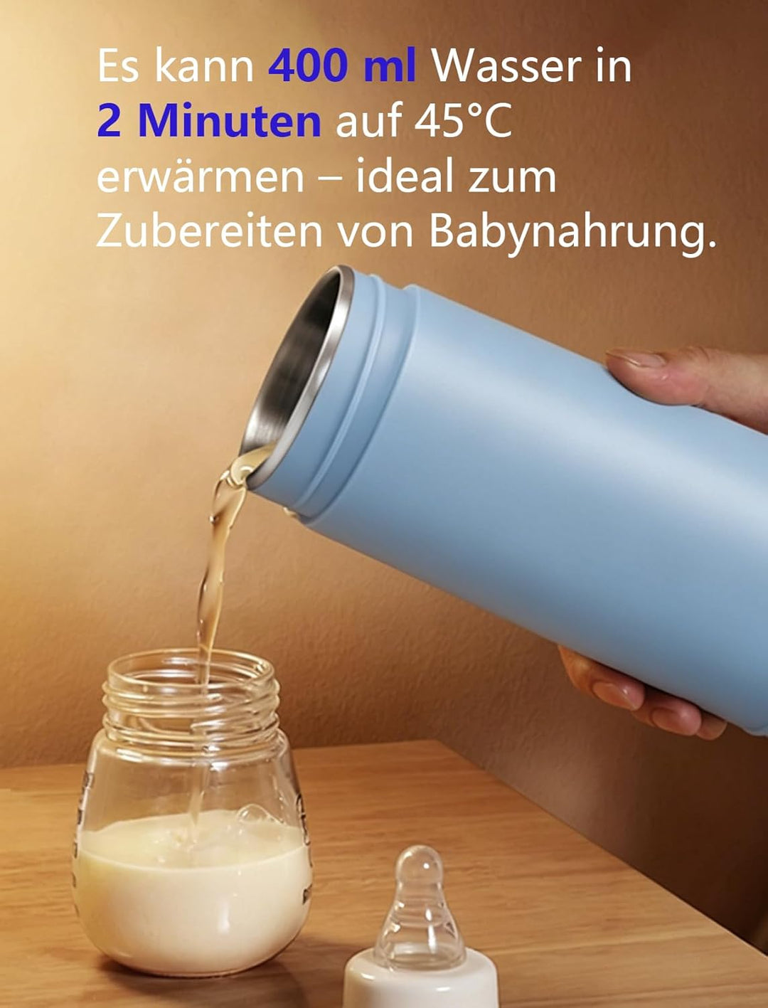Elektrischer Reisewasserkocher Klein 400ML, Kleiner Wasserkocher Reise Schnelles Kochwasser mit Temp