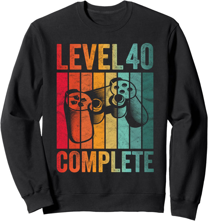 40. Geburtstag Geschenk Junge Mann Level Complete 40 Jahre Sweatshirt