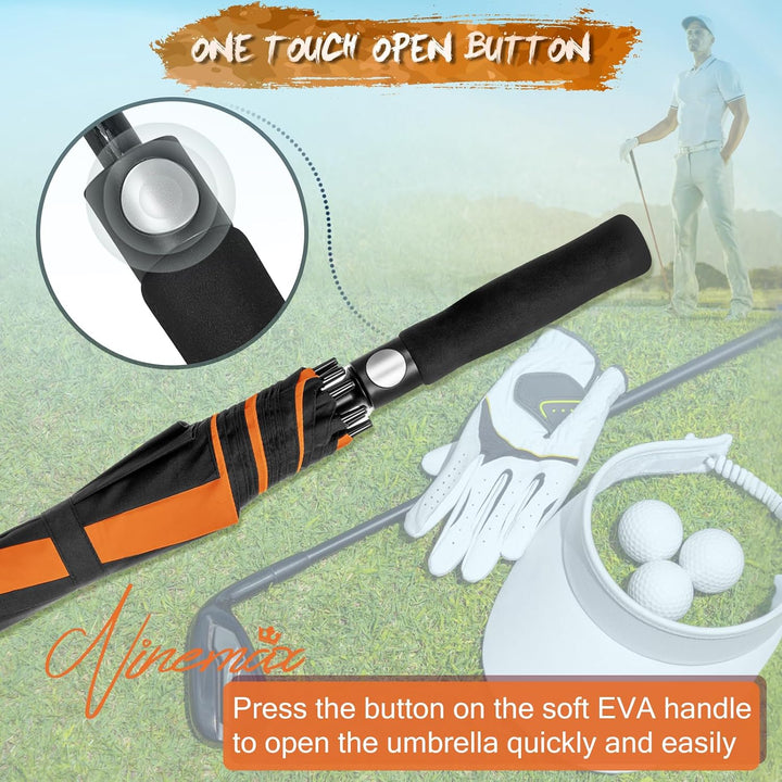 NINEMAX Golfschirm Gross 62/68 Inch Golf Regenschirm Sturmfest Automatik Öffnen Golf Regenschirm Dop