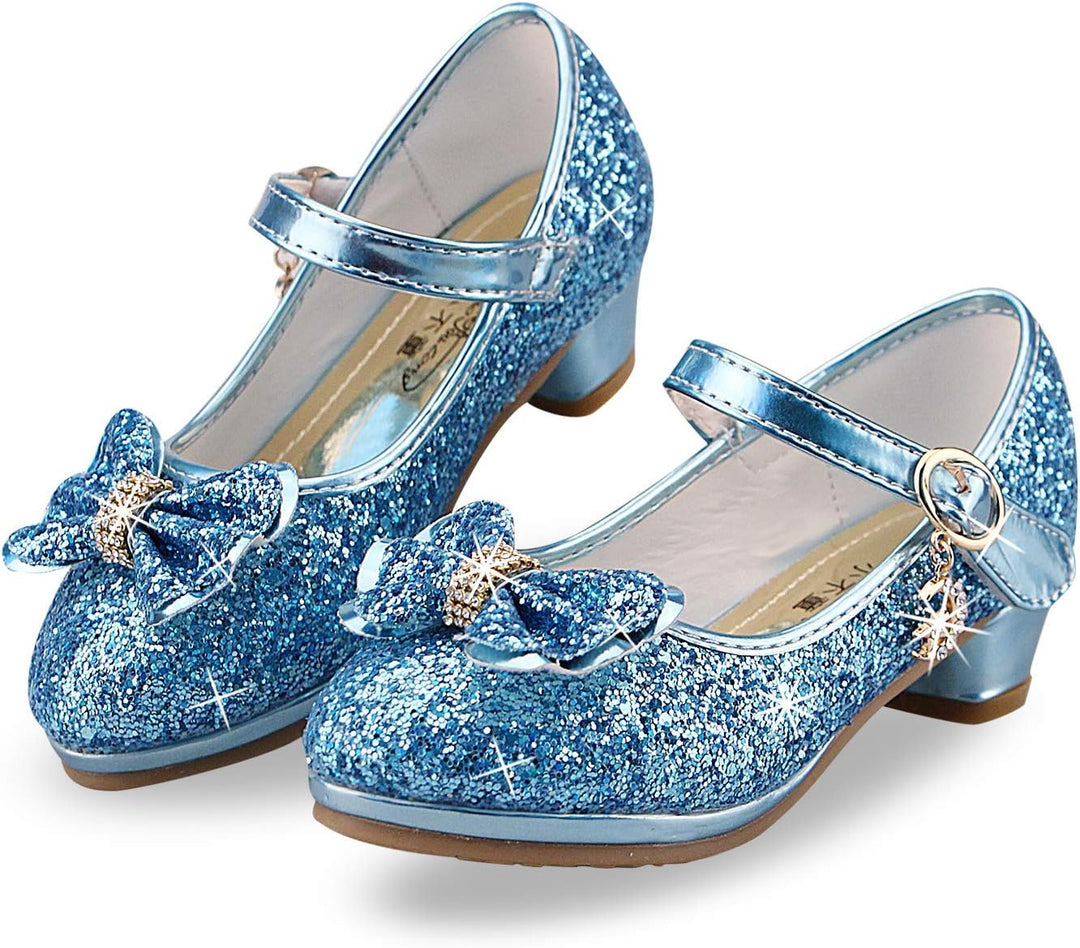 Prinzessin Schuhe Mädchen High Heels Sandalen Mädchen Pailletten Party Pumps Kinder 25 EU Blau, 25 E