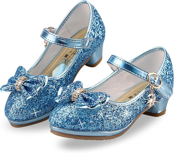 Prinzessin Schuhe Mädchen High Heels Sandalen Mädchen Pailletten Party Pumps Kinder 25 EU Blau, 25 E