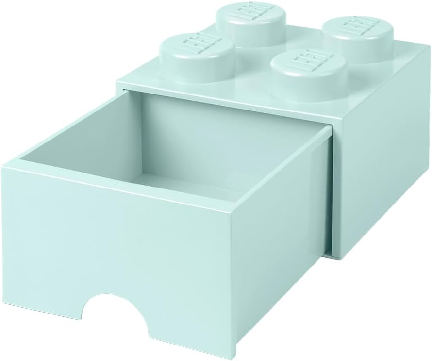 LEGO 4005 Brick 4 Knöpfe, 1 Schublade, stapelbar Aufbewahrungsbox, 4,7 l, grün, Plastik, Legion/Aqua