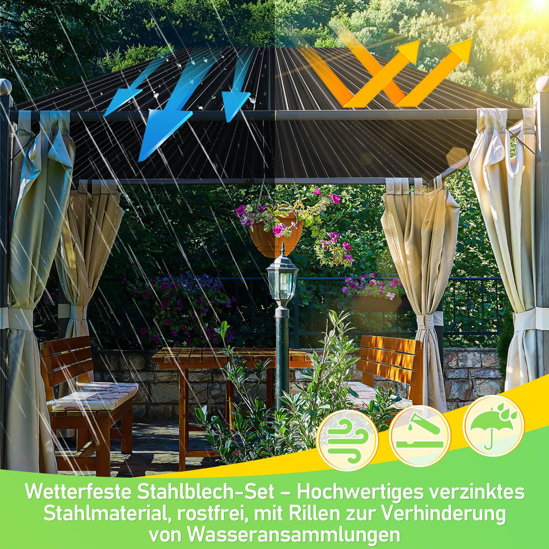 12x Trapezblech Profilblech 129 x 46 cm - 7 m²,Anthrazit Schwarz 129x46cm (12 Stück), Schwarz 129x46