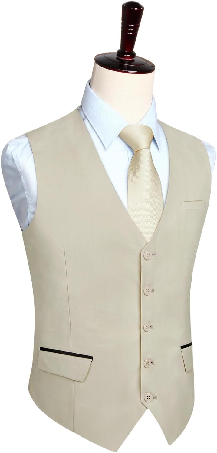 HISDERN Anzugweste für Herren Elegant Hochzeit Weste Klassische Einfarbig Casual Businessweste Forme