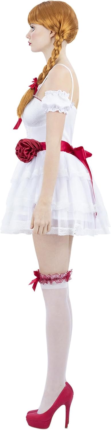 Smiffys 81003 Annabelle Minikleid Kostüm, Damen, Weiss &amp; Rot X-Small (UK 4-6), X-Small (UK 4-6)