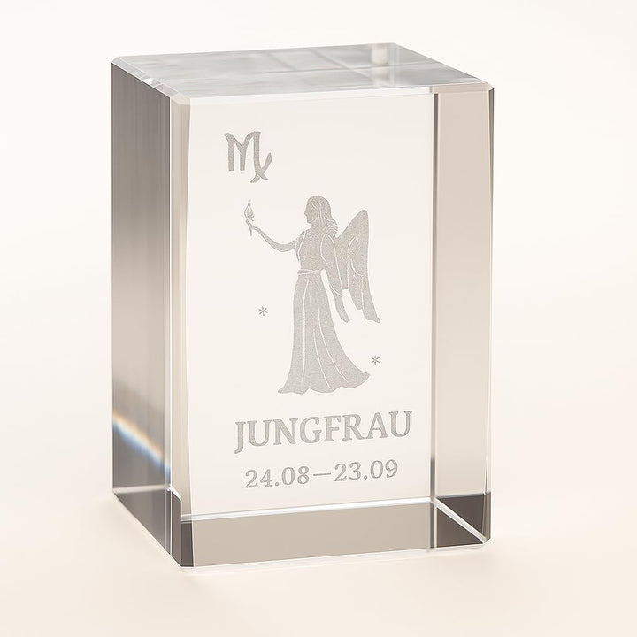 Generisch Jungfrau 3D Glas Kristall Quader XL Sternzeichen im Hochformat - Wien Österreich Austria -