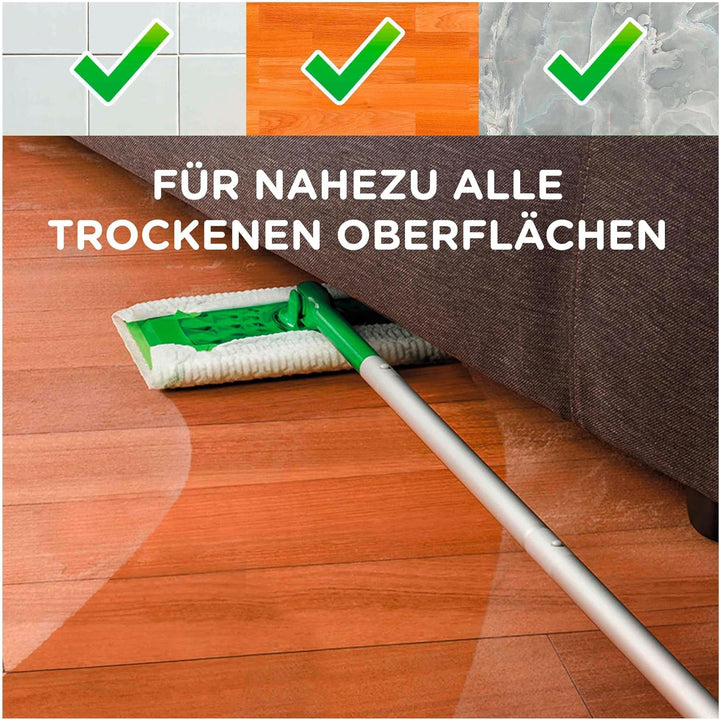Swiffer Bodenwischer Starterset 1 Bodenwischer + 2 Trockene Bodentücher, Nimmt 3x Mehr Staub &amp; Haare