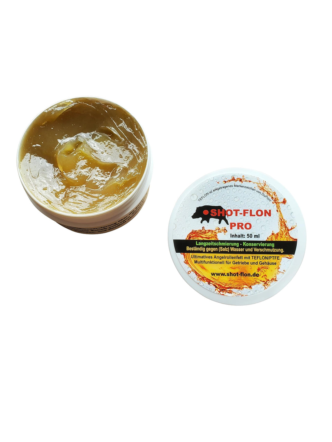 SHOT-FLON PRO Angelrollen Fett 50 ml Teflon PTFE Rollenfett Salz Wasserbeständig Schmierung Rostschu