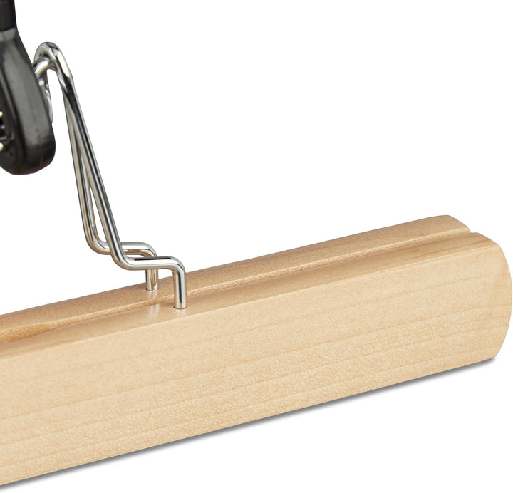 Relaxdays Hosenspanner Holz, 12er Set Kleiderbügel, 360° drehbarer Haken, Klemmbügel für Hosen, HBT: