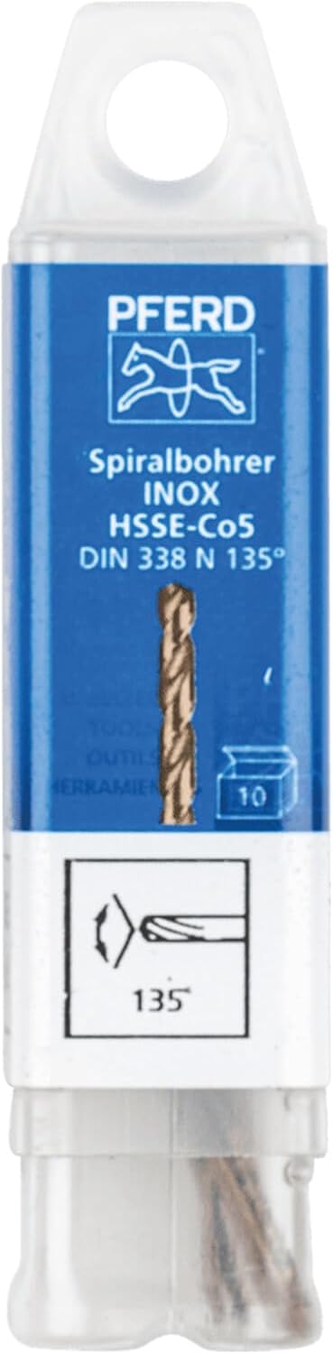 PFERD Spiralbohrer INOX, 10 Stück | Ø 1 mm, HSS-E Co5 N, DIN 338, 135° | 25203548 - für zähe und har