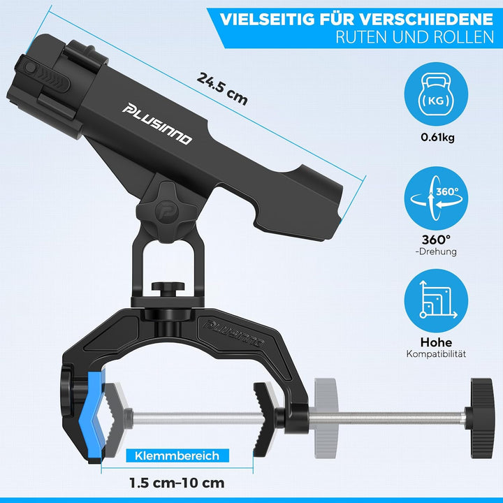 PLUSINNO Angelrutenhalter für Boote, Angelausrüstung mit vergrössertem Clip, innovatives Design in D