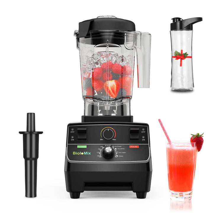 BioloMix Hochleistungsmixer 2200W,Selbstreinigungsfunktion,Standmixer 2L Behälter und 600ml Reisebec