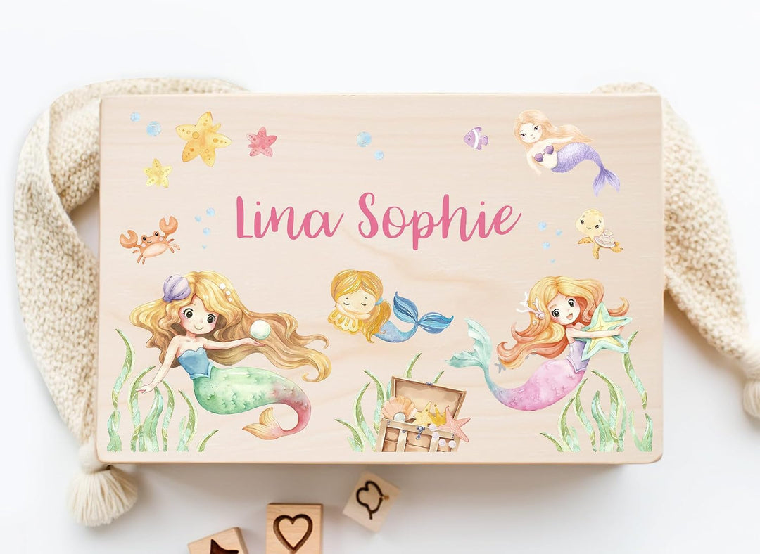 Little Deco Erinnerungskiste mit Name Holzkiste Baby personalisiert | 30 x 20 x 13 cm | Aufbewahrung