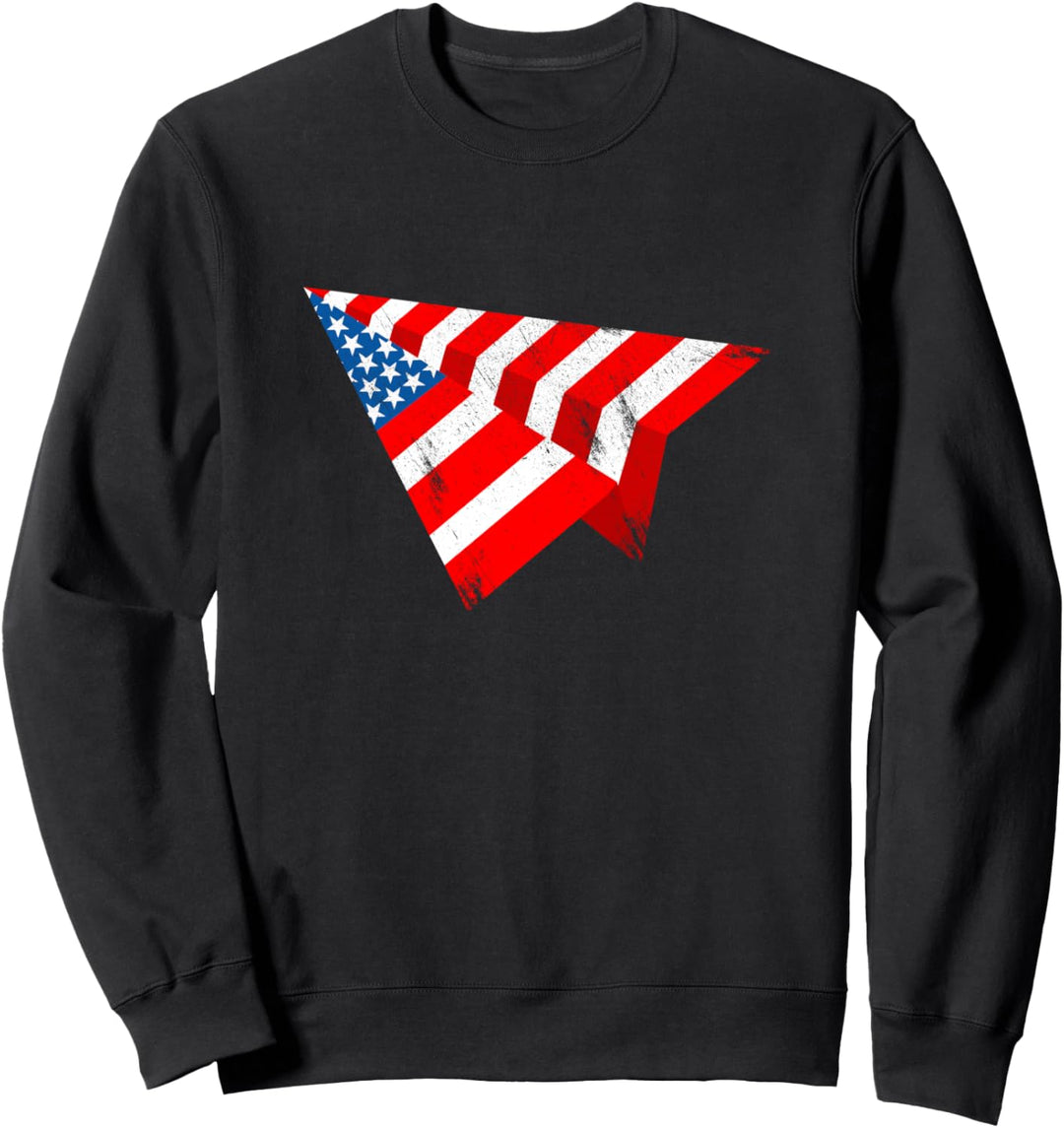 Amerikanische Flagge Papierflugzeug 4. Juli patriotische USA Sweatshirt