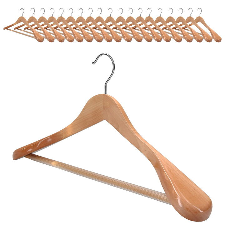 VonBueren 20x Kleiderbügel Holz breit, Holzkleiderbügel Anzug, Holzbügel, 20