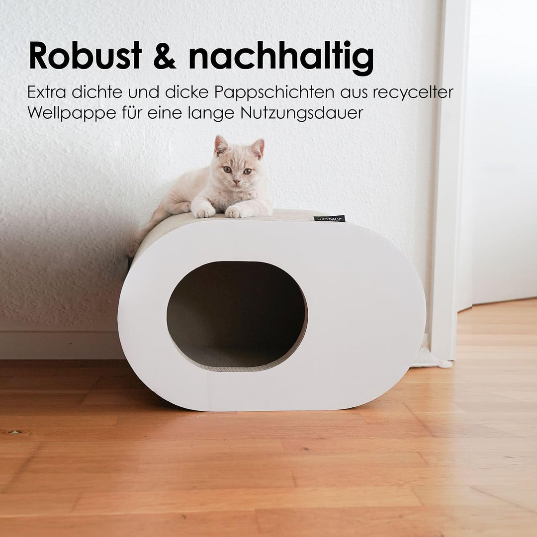 LucyBalu® PAPERCAVE Katzenhöhle aus Kratzpappe – Schwarz, Schwarz