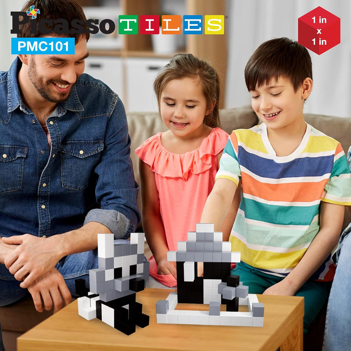 Picasso Cubes 1” Magnetic Puzzle Cube 101 pcs Black and White Magnet Construction Building Block Set