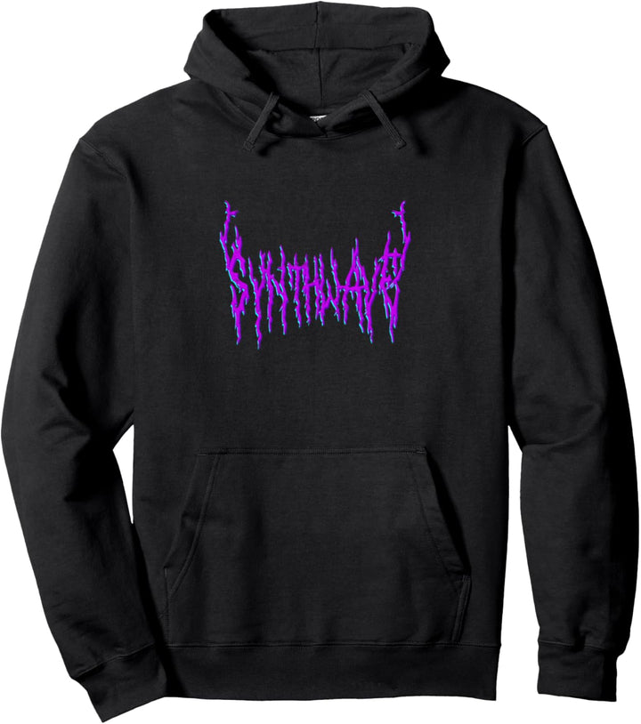 Synthwave Black Metal Logo Retrowave Vintage 80s Overdrive Pullover Hoodie