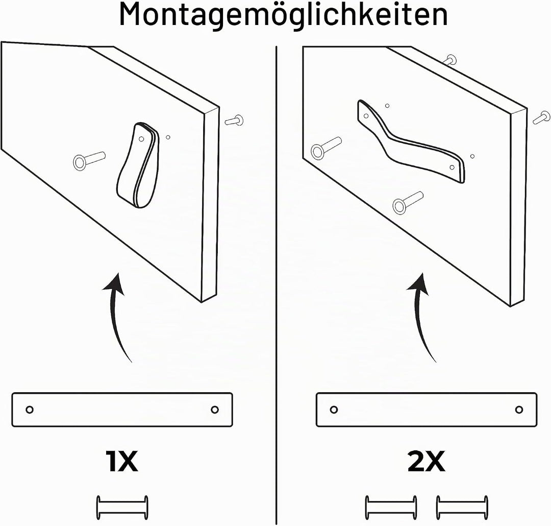Brute Strength - Ledergriffe für Möbel - Braun - 6 Stück - 16,5 x 2,5 cm - Schrankgriff, Türgriff fü