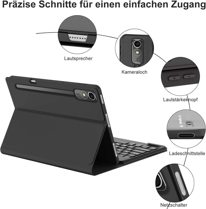 Tastatur für Lenovo Idea Tab Pro 12.7 Zoll 2025, Schwarz