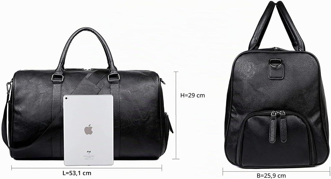 Reisetaschen Herren PU Leder Wasserdicht Weekender Tasche Grossen Kapazität Reisetasche Sporttasche
