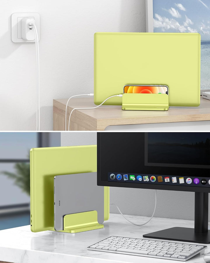 OMOTON [Aktualisierte Version Vertikaler Doppelständer für Laptops, Dualer Desktop-Laptop-Ständerhal
